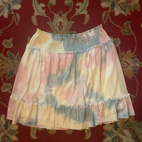 Pastel Flowy Tie Dye Short Skirt - Picture 1 of 4